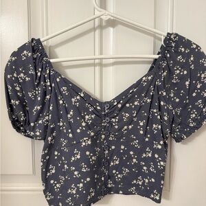 Hollister Blue and White Blouse with Elegant Design